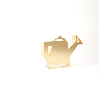 Altın sulama kutusu simgesi beyaz arkaplanda izole edildi. Sulama sembolü. 3d illüstrasyon 3B canlandırma