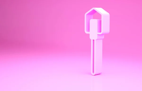 Ícone de pá rosa isolado no fundo rosa. Ferramenta de jardinagem. Ferramenta para horticultura, agricultura, agricultura. Conceito de minimalismo. 3D ilustração 3D render — Fotografia de Stock