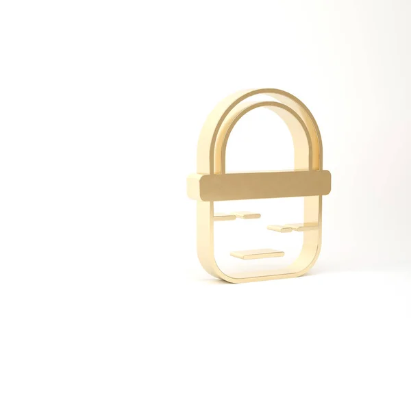 Gold Basket Symbol isoliert auf weißem Hintergrund. Online-Kaufkonzept. Lieferservice-Schild. Warenkorb Symbol. 3D Illustration 3D Renderer — Stockfoto