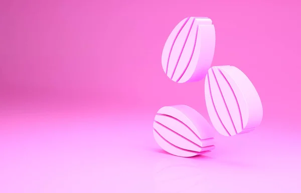 ピンクの背景に隔離された特定の植物アイコンのピンクの種子。最小限の概念。3Dイラスト3Dレンダリング — ストック写真