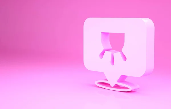 Roze uier pictogram geïsoleerd op roze achtergrond. Minimalisme concept. 3d illustratie 3D renderen — Stockfoto