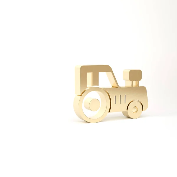 Icône Gold Tractor isolée sur fond blanc. Illustration 3D rendu 3D — Photo