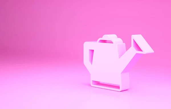 Rózsaszín öntöződoboz ikon elszigetelt rózsaszín háttér. Öntözés szimbólum. Minimalizmus koncepció. 3d illusztráció 3D render — Stock Fotó