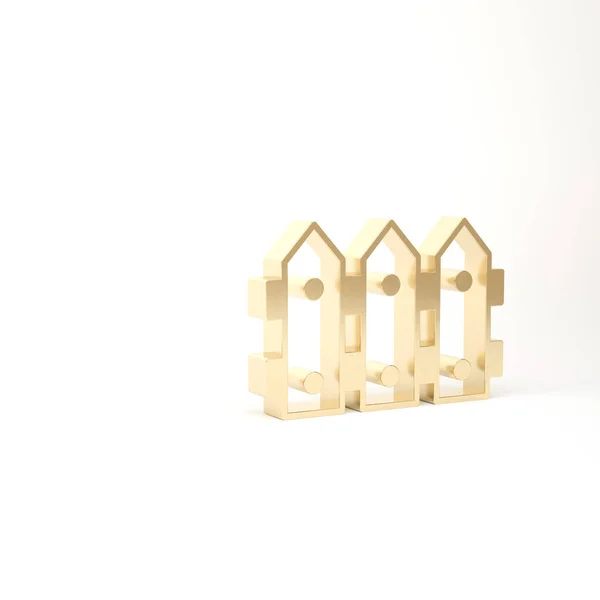 Valla Gold Garden icono de madera aislado sobre fondo blanco. 3D ilustración 3D render — Foto de Stock