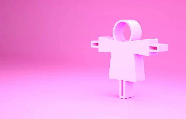 Ikona růžový strašák izolované na růžovém pozadí. Minimalismus. 3D ilustrace 3D vykreslení — Stock fotografie