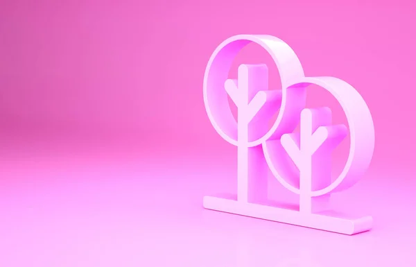 Иконка Pink Tree изолирована на розовом фоне. Символ леса. Концепция минимализма. 3D-рендеринг — стоковое фото