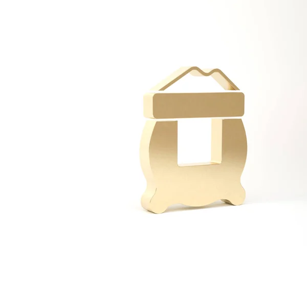 Gouden zak bloem pictogram geïsoleerd op witte achtergrond. 3d illustratie 3D renderen — Stockfoto