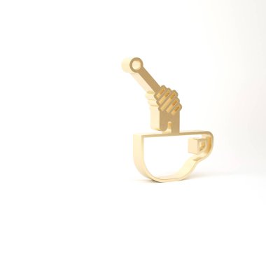 Altın Bal Çubuğu, beyaz arka planda izole edilmiş bal ikonu damlatan. Tatlı kepçe. 3d illüstrasyon 3B canlandırma