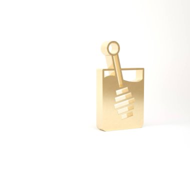 Altın Bal Çubuğu simgesi beyaz arkaplanda izole edildi. Tatlı kepçe. 3d illüstrasyon 3B canlandırma