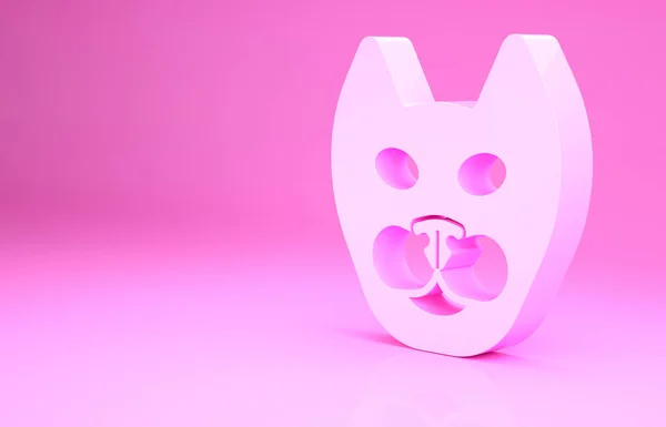 ピンクの背景に隔離されたピンクの猫のアイコン。最小限の概念。3Dイラスト3Dレンダリング — ストック写真