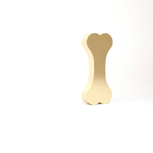 Ícone de osso Gold Dog isolado no fundo branco. Símbolo de comida para animais. 3D ilustração 3D render — Fotografia de Stock