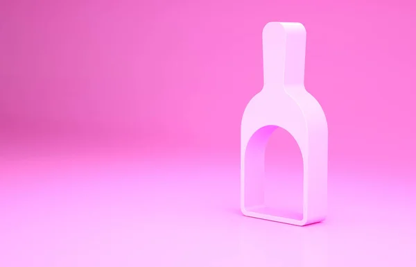 Icono de Dustpan rosa aislado sobre fondo rosa. Servicios de limpieza de palas. Concepto minimalista. 3D ilustración 3D render — Foto de Stock