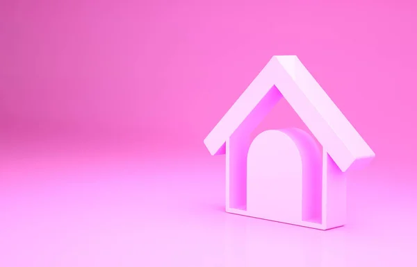 Pink Dog House icoon geïsoleerd op roze achtergrond. Hondenkennel. Minimalisme concept. 3d illustratie 3D renderen — Stockfoto