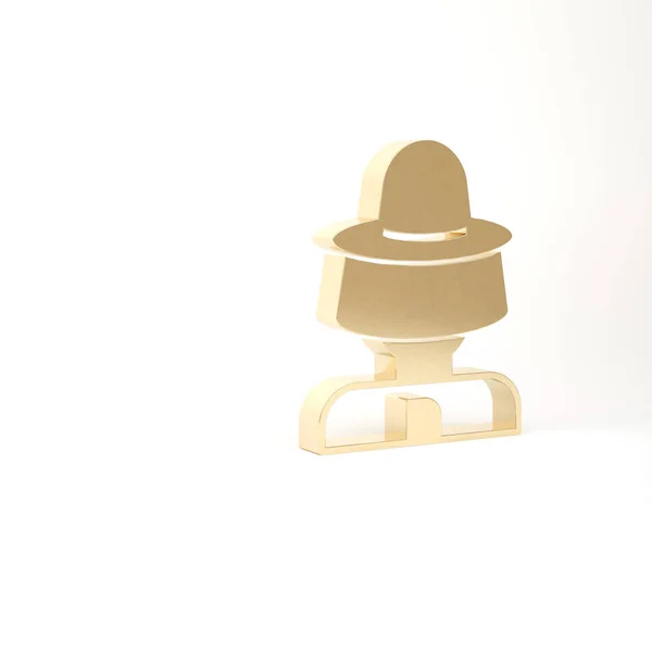 Золотой пчеловод с защитной иконкой шляпы изолирован на белом фоне. Специальная защитная форма. 3D-рендеринг — стоковое фото