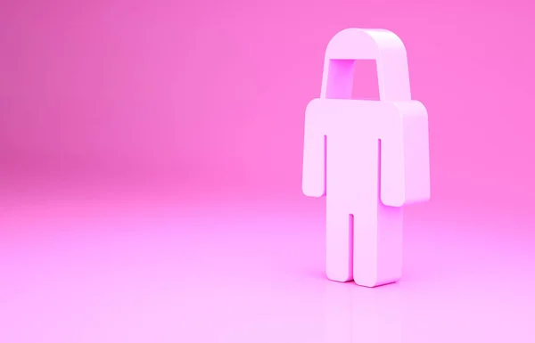 Розовый пчеловод со значком на розовом фоне. Специальная защитная форма. Концепция минимализма. 3D-рендеринг — стоковое фото