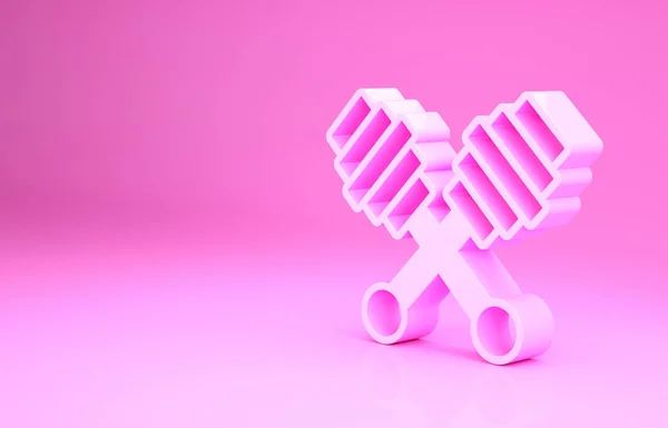 Pink Honey dipper vara ícone isolado no fundo rosa. Concha de mel. Conceito de minimalismo. 3D ilustração 3D render — Fotografia de Stock