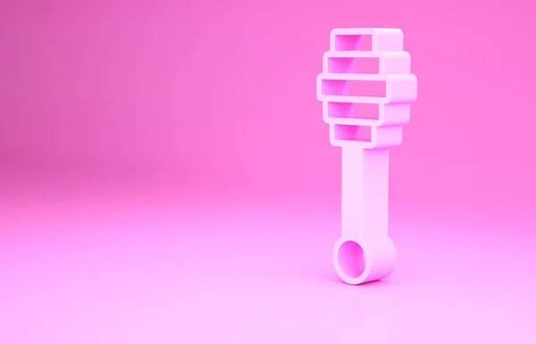 Růžový med dipper tyčinka ikona izolované na růžovém pozadí. Medová naběračka. Minimalismus. 3D ilustrace 3D vykreslení — Stock fotografie