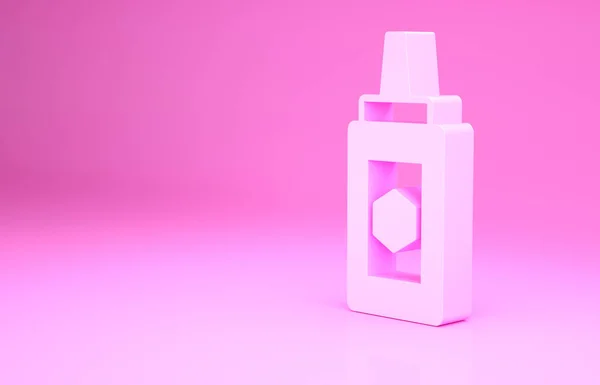 분홍색 배경에는 벌꿀 아이콘의 핑크 항아리가 따로 있습니다. 푸드 뱅크. 달콤 한 천연 음식의 상징. 미니멀리즘의 개념입니다. 3d 삽화 3D 렌더링 — 스톡 사진