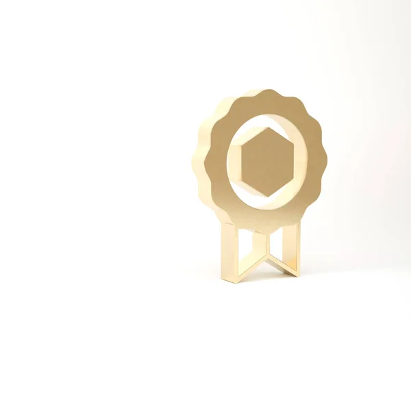 Icono del premio Gold Honey aislado sobre fondo blanco. Medalla de miel. 3D ilustración 3D render —  Fotos de Stock