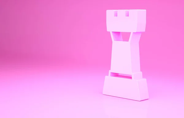 Ícone de xadrez rosa isolado no fundo rosa. Estratégia de negócios. Jogo, gestão, finanças. Conceito de minimalismo. 3D ilustração 3D render — Fotografia de Stock