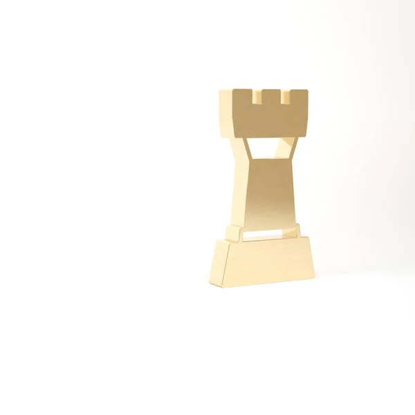 금색 체스 아이콘은 흰색 배경에 분리되어 있다. 사업 전략이지. 게임, 경영, 금융. 3d 삽화 3D 렌더링 — 스톡 사진