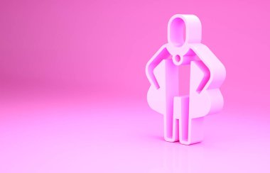 Pembe kafa avlama ikonu pembe arka planda izole edilmiş. İş hedefi ya da İstihdam tabelası. İş için insan kaynakları ve adam toplama. Minimalizm kavramı. 3d illüstrasyon 3B canlandırma