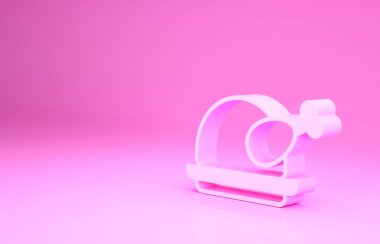 Pembe kavrulmuş hindi ya da pembe arka planda izole edilmiş tavuk ikonu. Minimalizm kavramı. 3d illüstrasyon 3B canlandırma