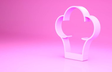 Pembe Aşçı şapkası simgesi pembe arka planda izole edilmiş. Aşçılık sembolü. Aşçı şapkası. Minimalizm kavramı. 3d illüstrasyon 3B canlandırma