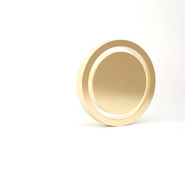 Beyaz arkaplanda izole edilmiş altın plaka simgesi. Çatal bıçak sembolü. Restoran tabelası. 3d illüstrasyon 3B canlandırma