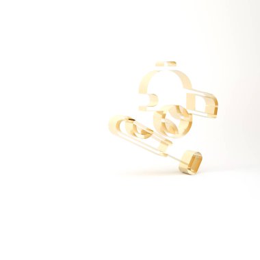 Beyzbol toplu altın beyzbol sopası, beyaz arka planda izole edilmiş şapka ikonu. 3d illüstrasyon 3B canlandırma