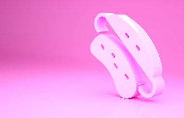 Pembe Hotdog sandviç ikonu pembe arka planda izole edilmiş. Sosis ikonu. Fast food burcu. Minimalizm kavramı. 3d illüstrasyon 3B canlandırma