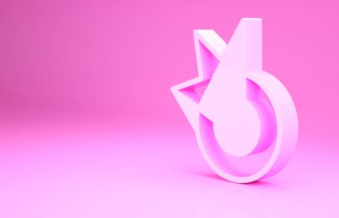 Pembe beyzbol topu ikonu pembe arka planda izole edilmiş. Minimalizm kavramı. 3d illüstrasyon 3B canlandırma