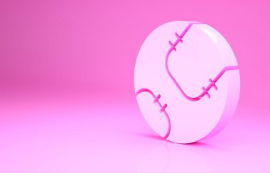 Pembe beyzbol topu ikonu pembe arka planda izole edilmiş. Minimalizm kavramı. 3d illüstrasyon 3B canlandırma