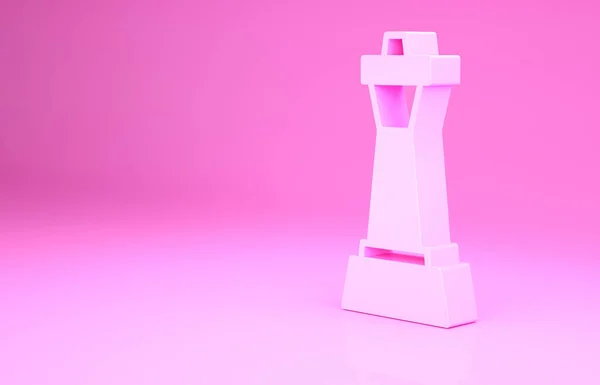 Pinkfarbenes Schachsymbol isoliert auf rosa Hintergrund. Geschäftsstrategie. Spiel, Management, Finanzen. Minimalismus-Konzept. 3D Illustration 3D Renderer — Stockfoto