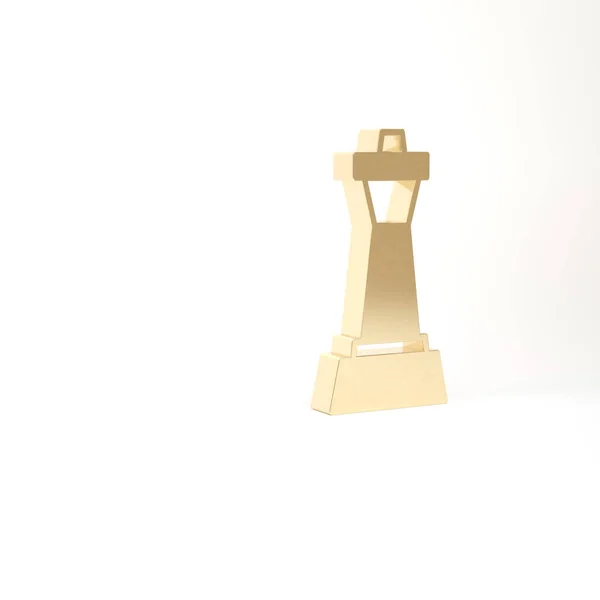 Gold Icône d'échecs isolé sur fond blanc. Stratégie commerciale. Jeu, gestion, finances. Illustration 3D rendu 3D — Photo