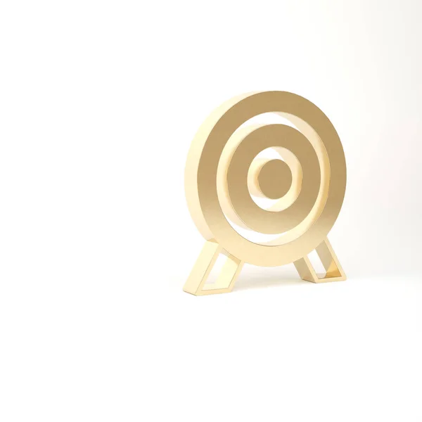 Иконка "Gold Target financial goal" выделена на белом фоне. Достижение символических целей, успех. 3D-рендеринг — стоковое фото
