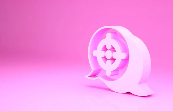 Ícone de conceito de objetivo financeiro Pink Target isolado no fundo rosa. Objetivos simbólicos realização, sucesso. Conceito de minimalismo. 3D ilustração 3D render — Fotografia de Stock