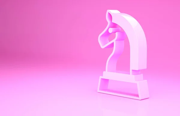 Icona degli scacchi rosa isolata su sfondo rosa. Strategia aziendale. Gioco, gestione, finanza. Concetto minimalista. Illustrazione 3d rendering 3D — Foto Stock