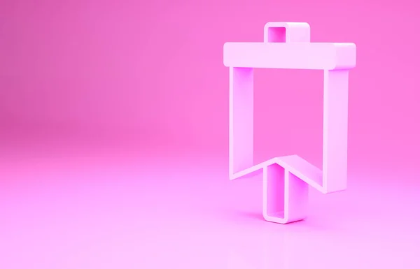 Icona Bandiera Rosa isolata su sfondo rosa. Vittoria, vincere e conquistare il concetto di avversità. Concetto minimalista. Illustrazione 3d rendering 3D — Foto Stock