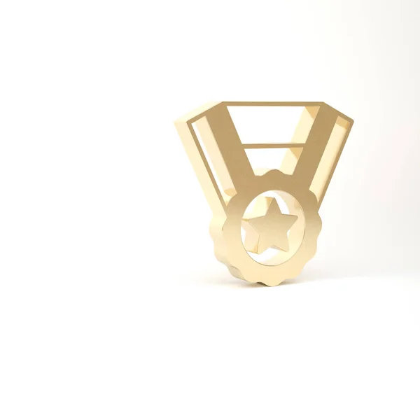 Ícone de medalha de ouro isolado no fundo branco. Símbolo do vencedor. 3D ilustração 3D render — Fotografia de Stock