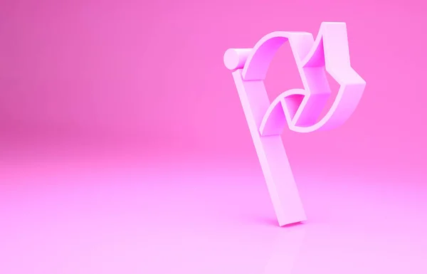Icono de bandera rosa aislado sobre fondo rosa. Victoria, ganar y conquistar el concepto de adversidad. Concepto minimalista. 3D ilustración 3D render — Foto de Stock