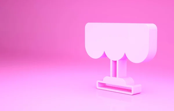 Иконка стола Pink Wooden выделена на розовом фоне. Уличное кафе. Концепция минимализма. 3D-рендеринг — стоковое фото