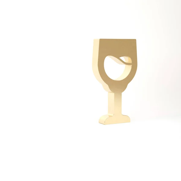 Gold Wine glass icon isolated on white background. Wineglass sign. 3d illustration 3D render — Stock Photo, Image