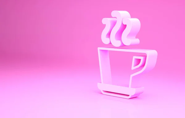 Icono de taza de café rosa aislado sobre fondo rosa. Taza de té. Café caliente. Concepto minimalista. 3D ilustración 3D render — Foto de Stock