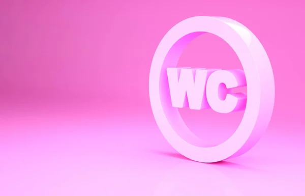 Pinkfarbenes Toilettensymbol isoliert auf rosa Hintergrund. WC-Schild. Waschraum. Minimalismus-Konzept. 3D Illustration 3D Renderer — Stockfoto