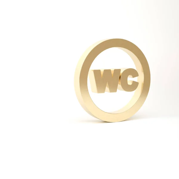 Gold WC-Symbol isoliert auf weißem Hintergrund. WC-Schild. Waschraum. 3D Illustration 3D Renderer — Stockfoto