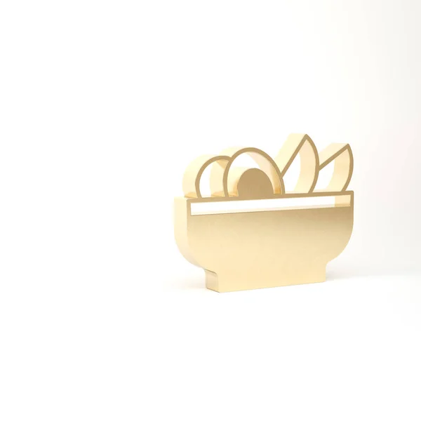 Zlaté Nachos v deskové ikony izolované na bílém pozadí. Tortilla chipsy nebo nachos tortilly. Tradiční mexické fast food menu. 3D ilustrace 3D vykreslení — Stock fotografie