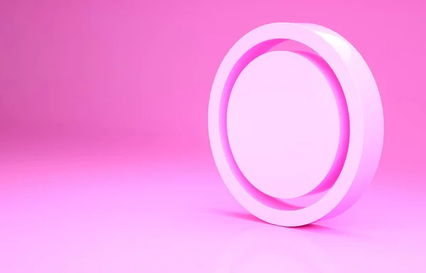 핑크 플레이트 아이콘은 핑크 배경에서 분리되었습니다. 컷 리어스의 상징이야. 레스토랑 표지판이야. 미니멀리즘의 개념입니다. 3d 삽화 3D 렌더링 — 스톡 사진
