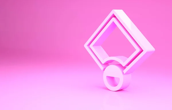 ピンクの背景に孤立したピンクの野球場のアイコン。野球マップ。最小限の概念。3Dイラスト3Dレンダリング — ストック写真
