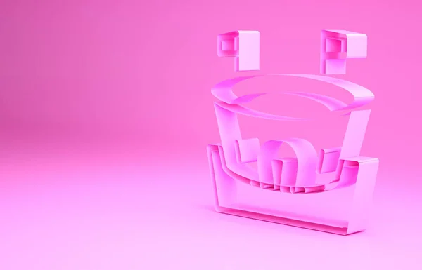 Pinkfarbenes Baseball-Arena-Symbol auf rosa Hintergrund. Baseballfeld. Minimalismus-Konzept. 3D Illustration 3D Renderer — Stockfoto